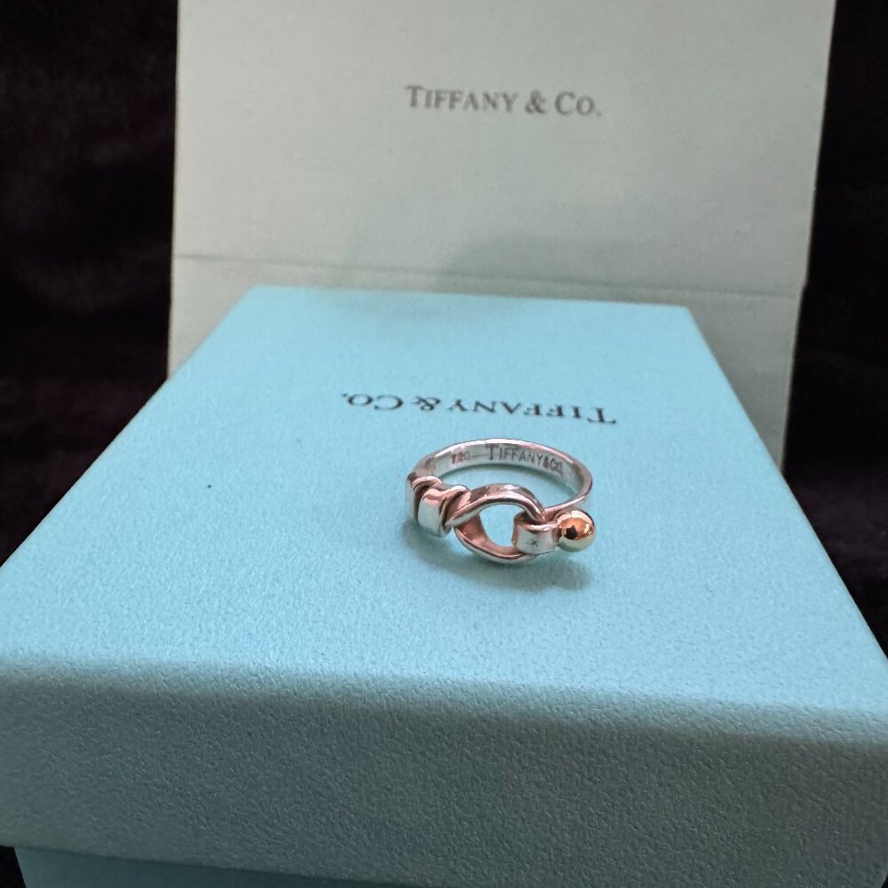 Tiffany & Co. Love Knot Hook and Eye Ring 18K Gold, Sterling - Picture 3 of 10